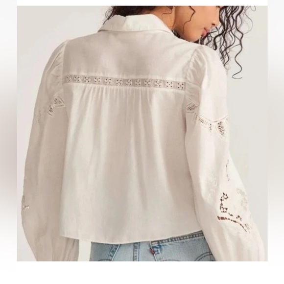 LoveShackFancy White Embroidered Blouse Size S - Picture 13 of 15